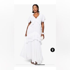 Boohoo White Ruffle Tiered Maxi Dress